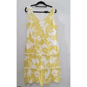 Roz & Ali Yellow -Floral Print Maxi Sun Dress Size 1X 16 Summer Plus Size